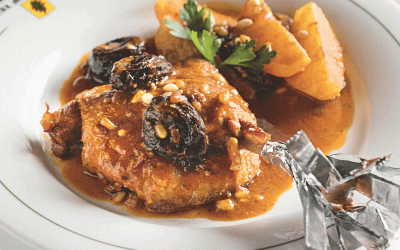 Roast Duck with Prunes and Pine Nuts